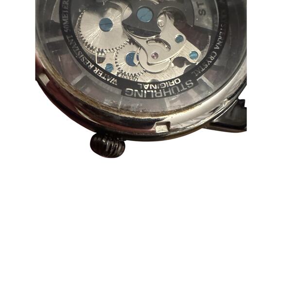 Stuhrling Original Skeleton Black Watch Polished Stainless Steel CAL.ST-90050 - Picture 5 of 6